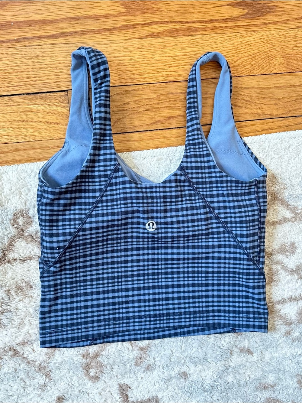 Lululemon Set Two Piece Align Tank Top Leggings 17” Glow Grid Washed Denim Multi - Picture 4 of 7
